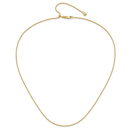 22 Inch 10K Yellow Gold Adjustable 1mm D/C Wheat Chain Necklace