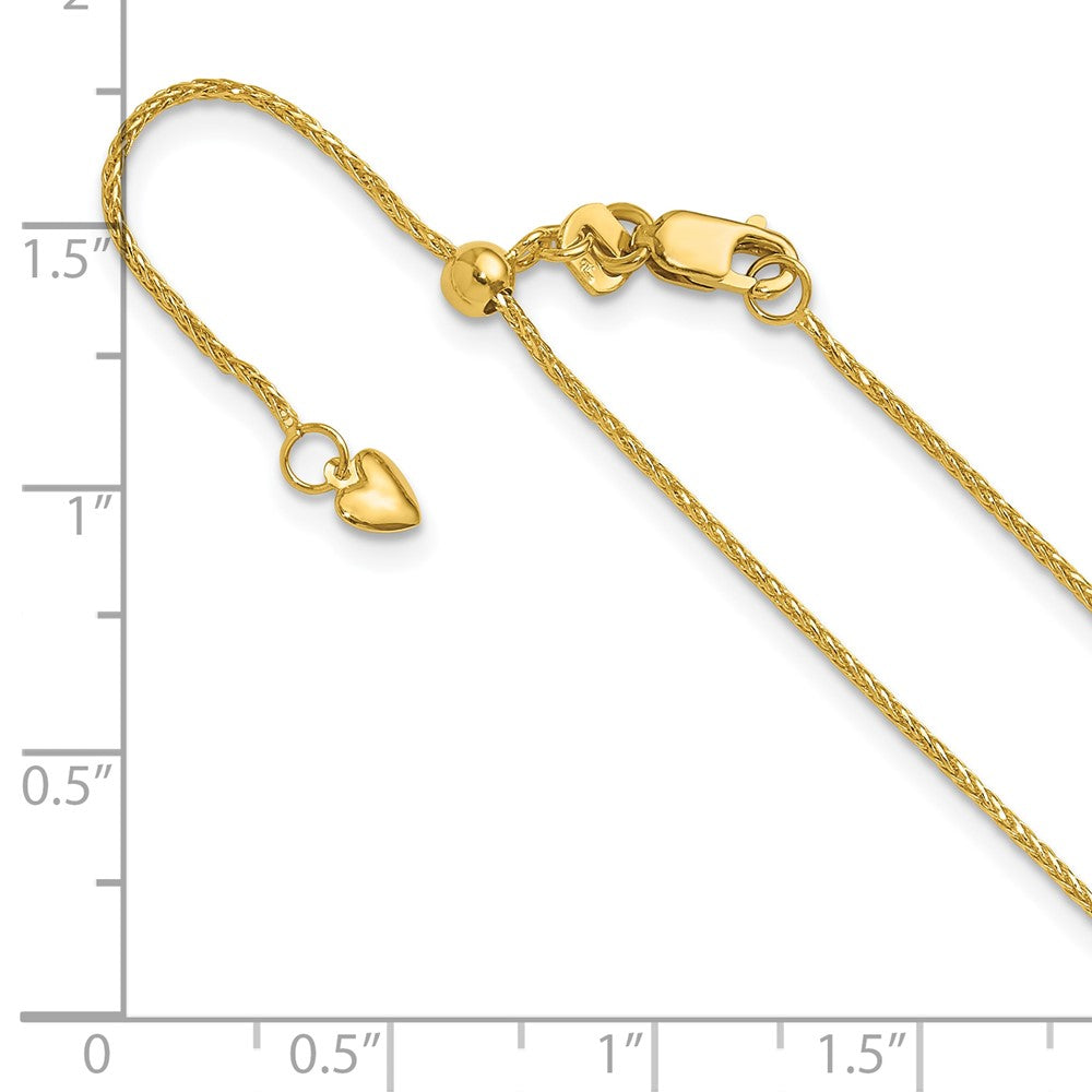 22 Inch 10K Yellow Gold Adjustable 1mm D/C Wheat Chain Necklace