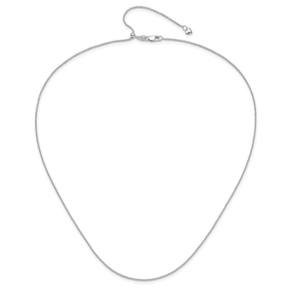 22 Inch 10K White Gold Adjustable 1mm D/C Wheat Chain Necklace