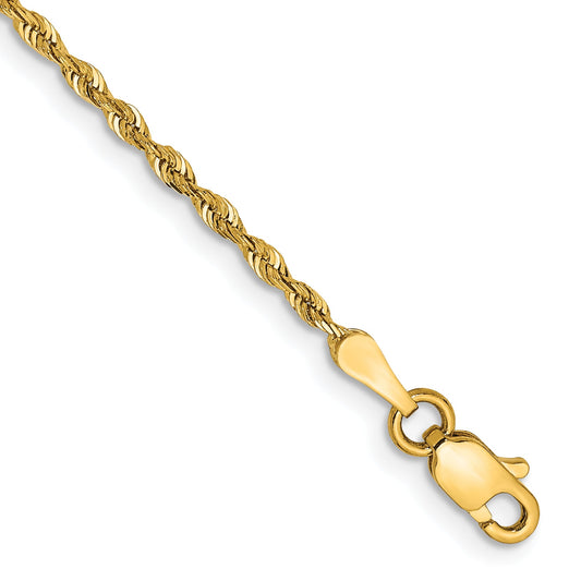 8 Inch 10K Yellow Gold 1.85mm D/C Quadruple Rope Chain Bracelet