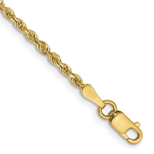8 Inch 10K Yellow Gold 2mm D/C Quadruple Rope Chain Bracelet
