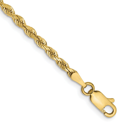 7 Inch 10K Yellow Gold 2.75mm D/C Quadruple Rope Chain Bracelet