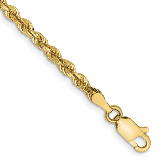 8 Inch 10K Yellow Gold 3mm D/C Quadruple Rope Chain Bracelet