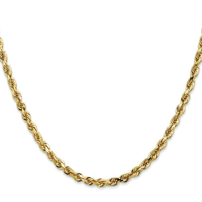 24 Inch 10K Yellow Gold 4mm D/C Quadruple Rope Chain Necklace