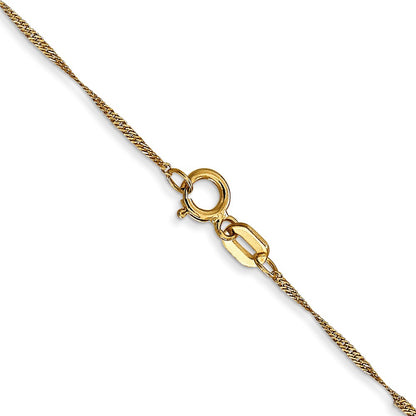 18 Inch 10K Yellow Gold 1mm Singapore Chain Necklace