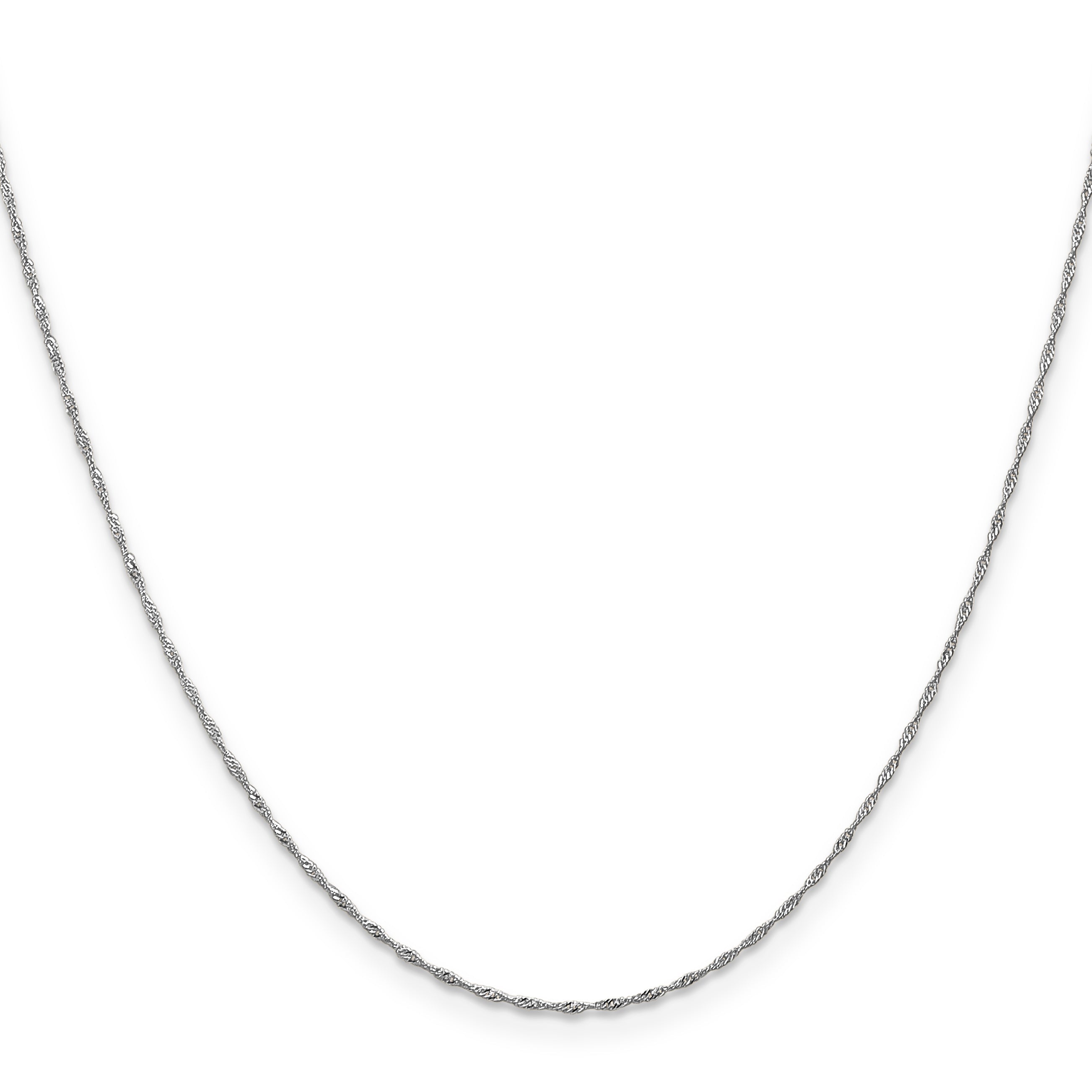 24 Inch 10K White Gold Wg 1mm Singapore Chain Necklace