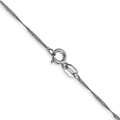 16 Inch 10K White Gold Wg 1mm Singapore Chain Necklace
