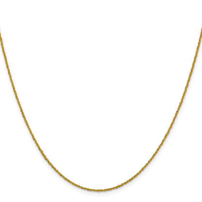 2 Inch 10K Yellow Gold 1mm Sparkle Singapore Chain Necklace