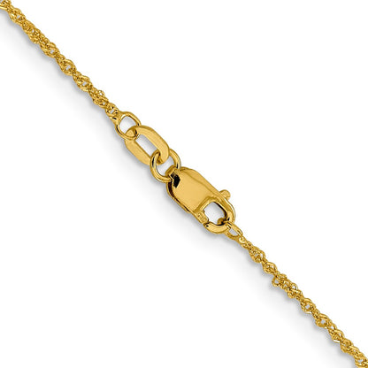 18 Inch 10K Yellow Gold 1mm Sparkle Singapore Chain Necklace