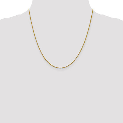 2 Inch 10K Yellow Gold 1mm Sparkle Singapore Chain Necklace