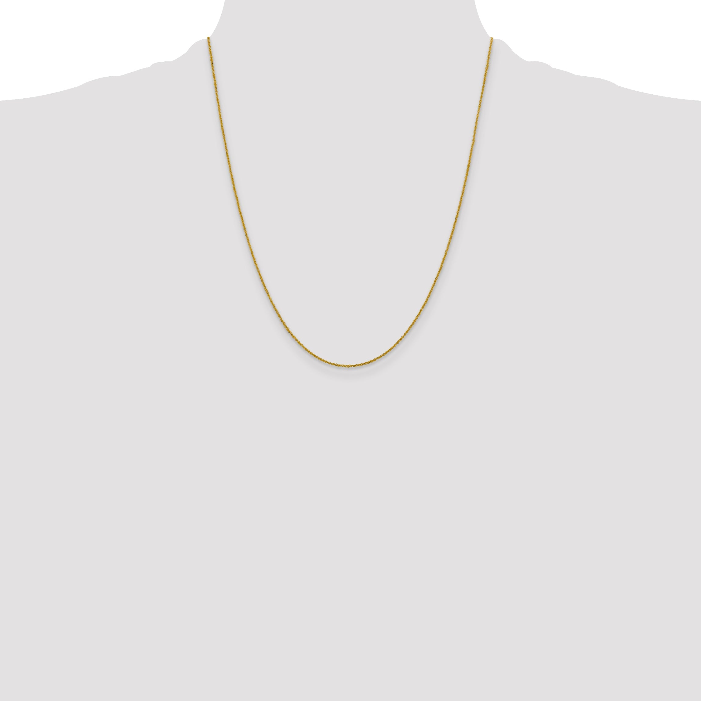22 Inch 10K Yellow Gold 1mm Sparkle Singapore Chain Necklace