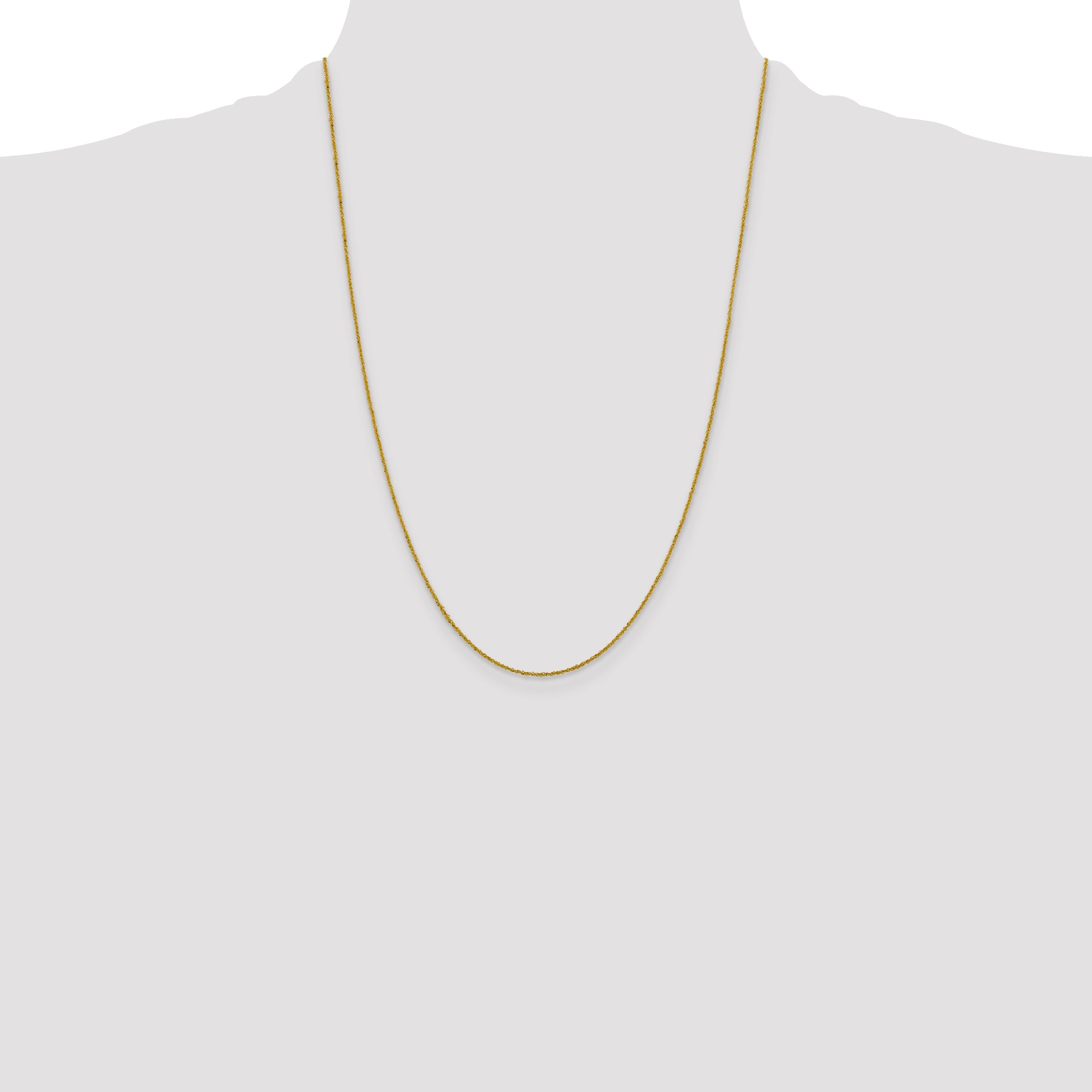 24 Inch 10K Yellow Gold 1mm Sparkle Singapore Chain Necklace