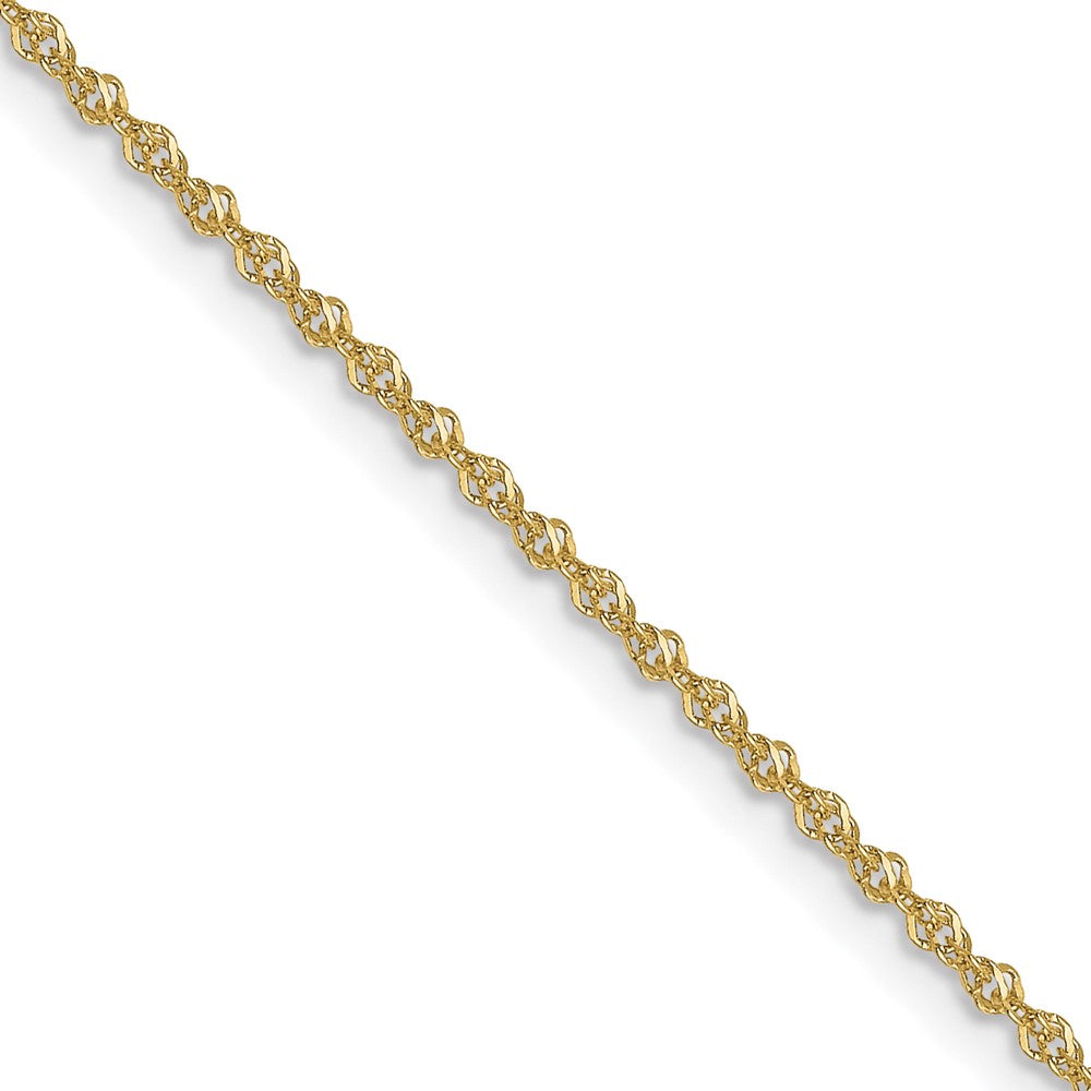 2 Inch 10K Yellow Gold 1mm Sparkle Singapore Chain Necklace