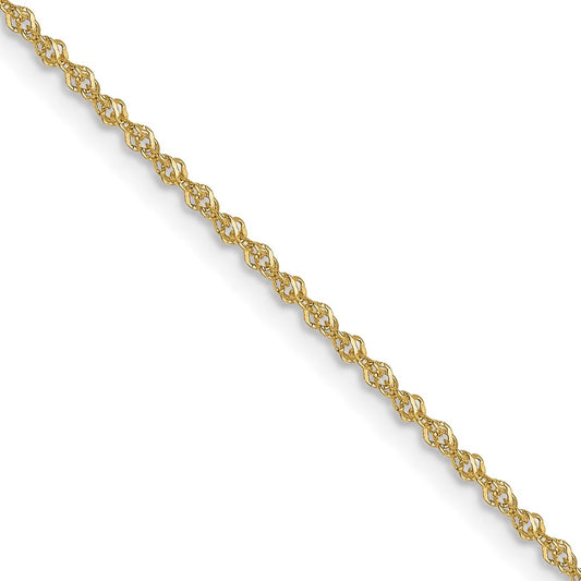16 Inch 10K Yellow Gold 1mm Sparkle Singapore Chain Necklace