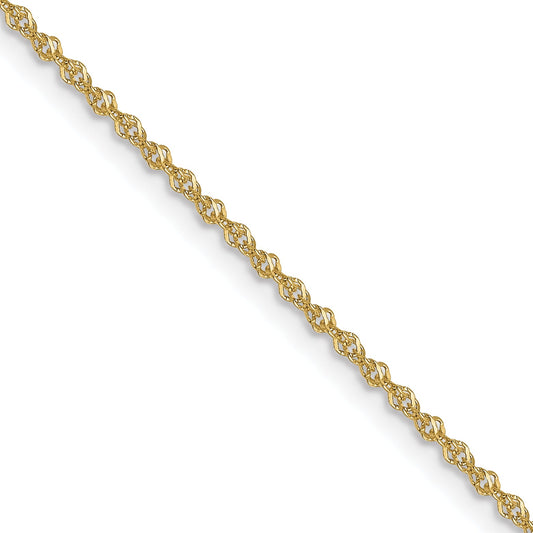24 Inch 10K Yellow Gold 1mm Sparkle Singapore Chain Necklace