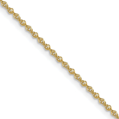 22 Inch 10K Yellow Gold 1mm Sparkle Singapore Chain Necklace