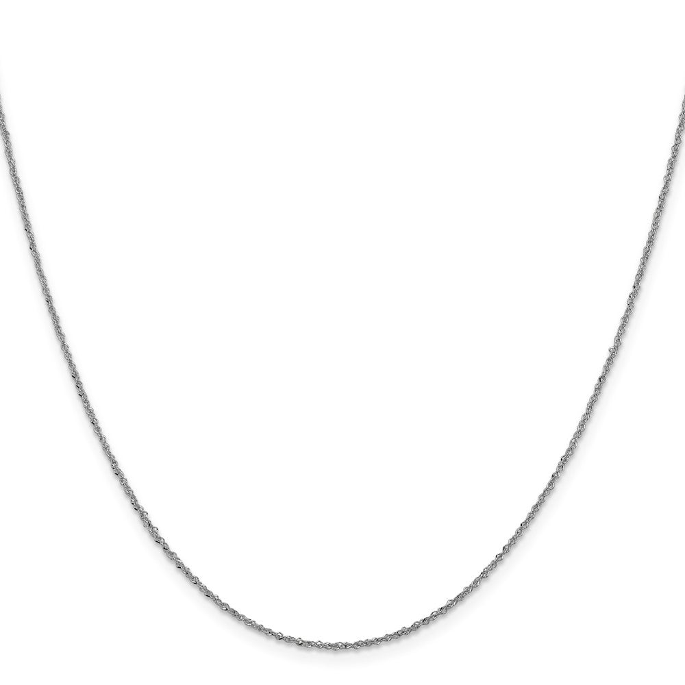 22 Inch 10K White Gold 1mm Sparkle Singapore Chain Necklace