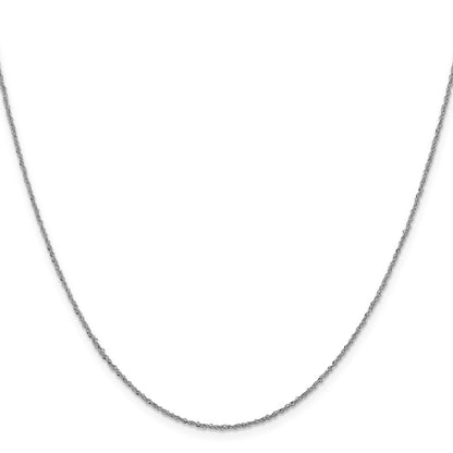 16 Inch 10K White Gold 1mm Sparkle Singapore Chain Necklace