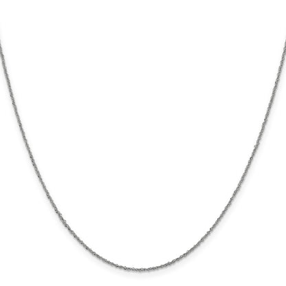 24 Inch 10K White Gold 1mm Sparkle Singapore Chain Necklace