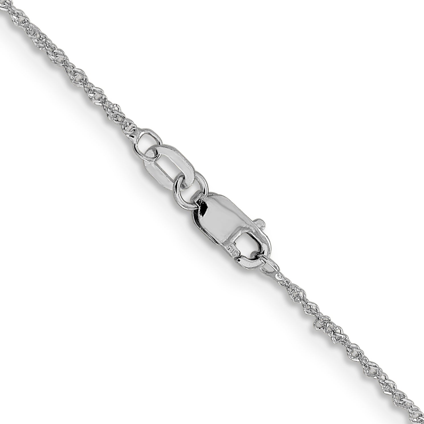 2 Inch 10K White Gold 1mm Sparkle Singapore Chain Necklace