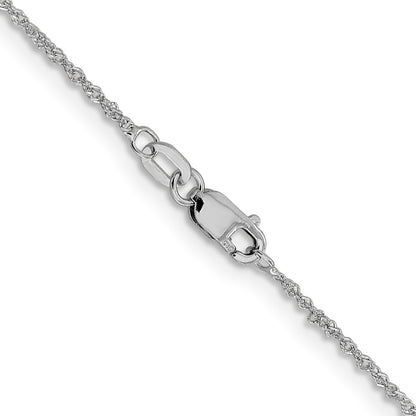 16 Inch 10K White Gold 1mm Sparkle Singapore Chain Necklace