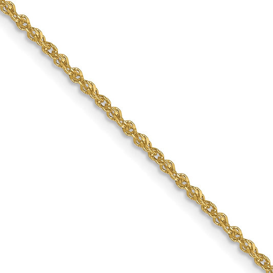 22 Inch 10K Yellow Gold 1.3mm Sparkle Singapore Chain Necklace