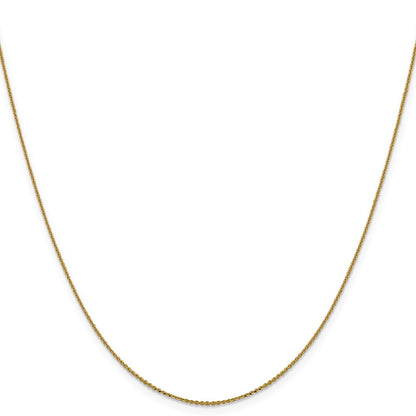 2 Inch 10K Yellow Gold 1.0 mm D/C Cable Chain Necklace