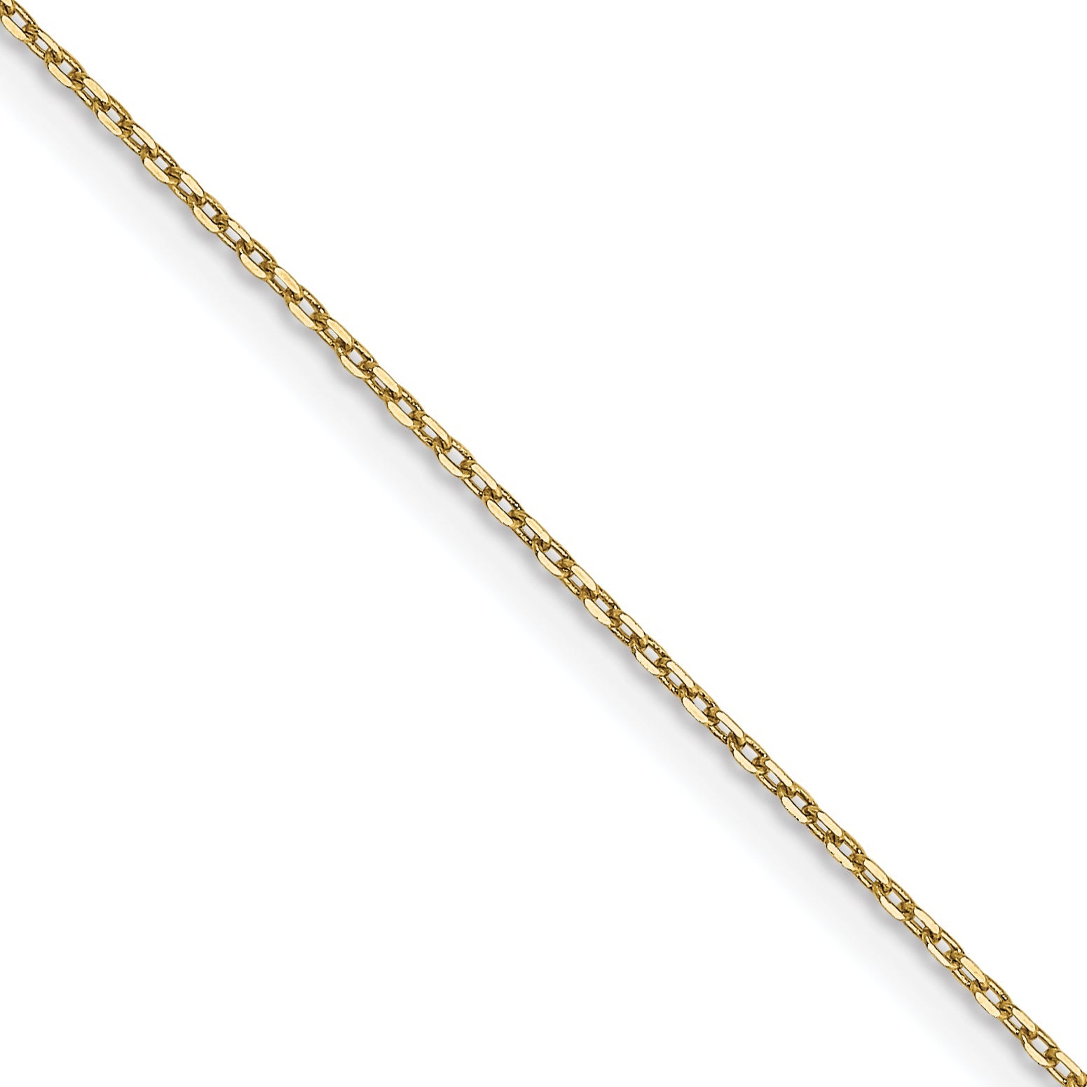 10K Yellow Gold .8mm D/C Cable With Lobster Clasp Chain Necklace