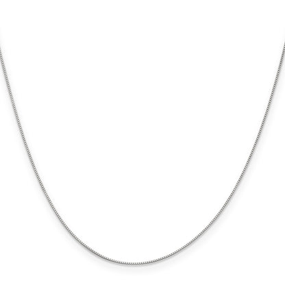 24 Inch 10K White Gold .5mm Baby Box Chain Necklace