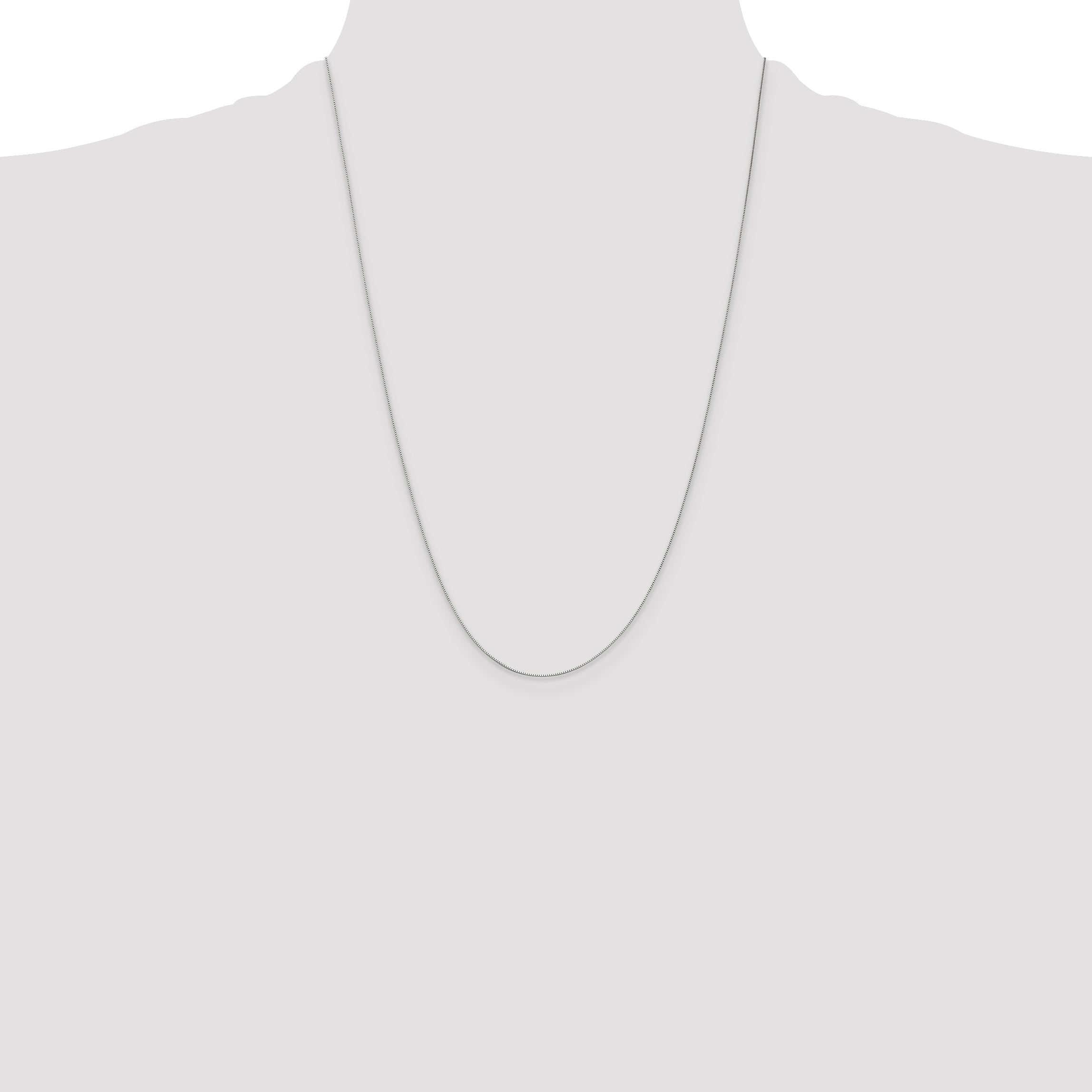24 Inch 10K White Gold .5mm Baby Box Chain Necklace