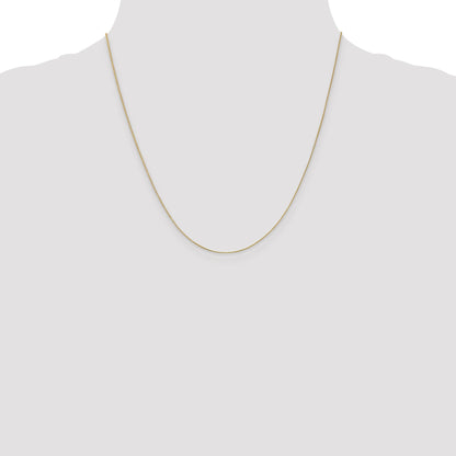 2 Inch 10K Yellow Gold .5mm Baby Box With Lobster Clasp Chain Necklace