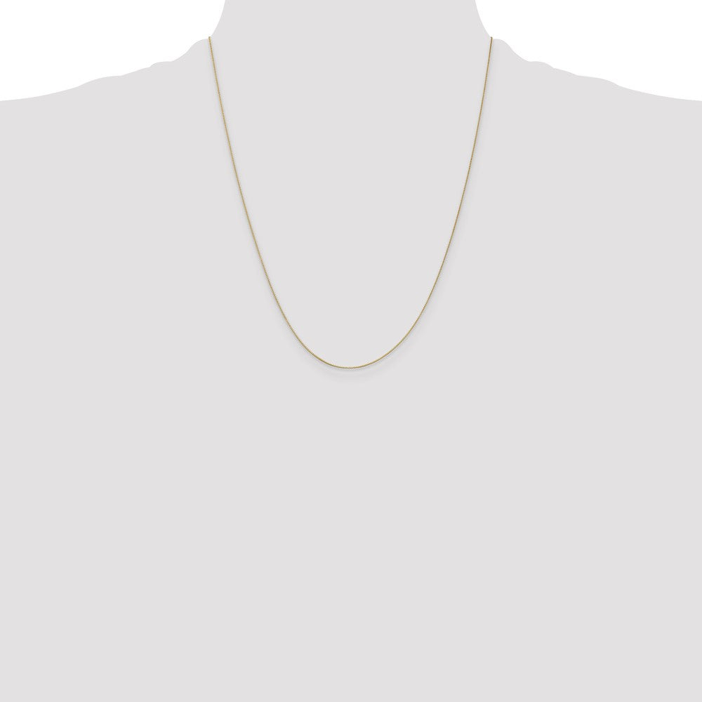 22 Inch 10K Yellow Gold .5mm Baby Box With Lobster Clasp Chain Necklace