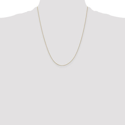 22 Inch 10K Yellow Gold .5mm Baby Box With Lobster Clasp Chain Necklace