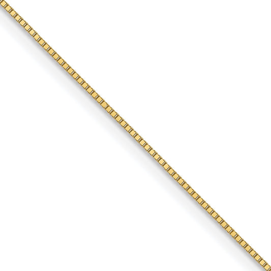 2 Inch 10K Yellow Gold .5mm Baby Box With Lobster Clasp Chain Necklace