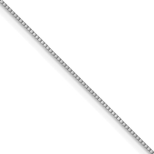 24 Inch 10K White Gold .5mm Baby Box With Lobster Clasp Chain Necklace
