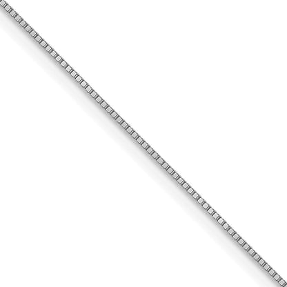 18 Inch 10K White Gold .5mm Baby Box With Lobster Clasp Chain Necklace