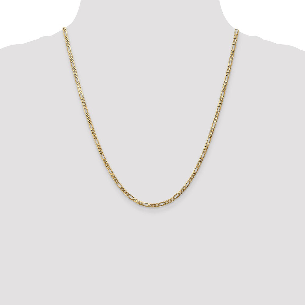22 Inch 10K Yellow Gold 3.25mm Flat Figaro Chain Necklace
