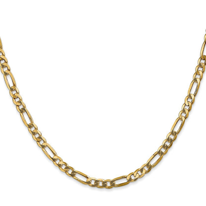18 Inch 10K Yellow Gold 4mm Flat Figaro Chain Necklace