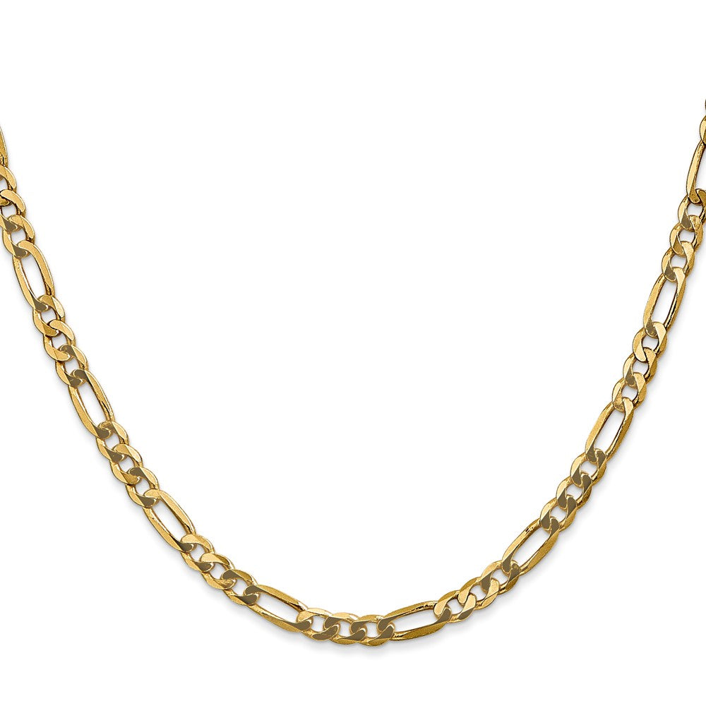2 Inch 10K Yellow Gold 4mm Flat Figaro Chain Necklace