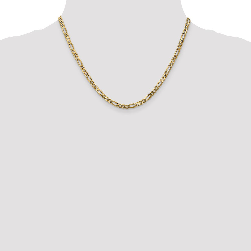 18 Inch 10K Yellow Gold 4mm Flat Figaro Chain Necklace