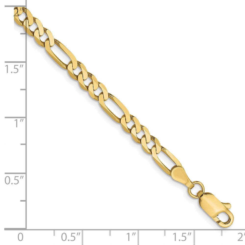 8 Inch 10K Yellow Gold 4mm Flat Figaro Chain Bracelet