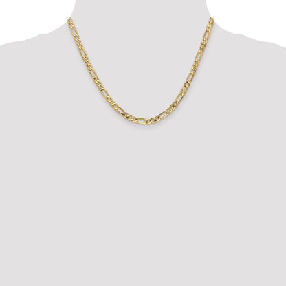 18 Inch 10K Yellow Gold 4.75mm Flat Figaro Chain Necklace