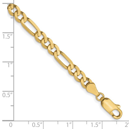 7 Inch 10K Yellow Gold 4.75mm Flat Figaro Chain Bracelet