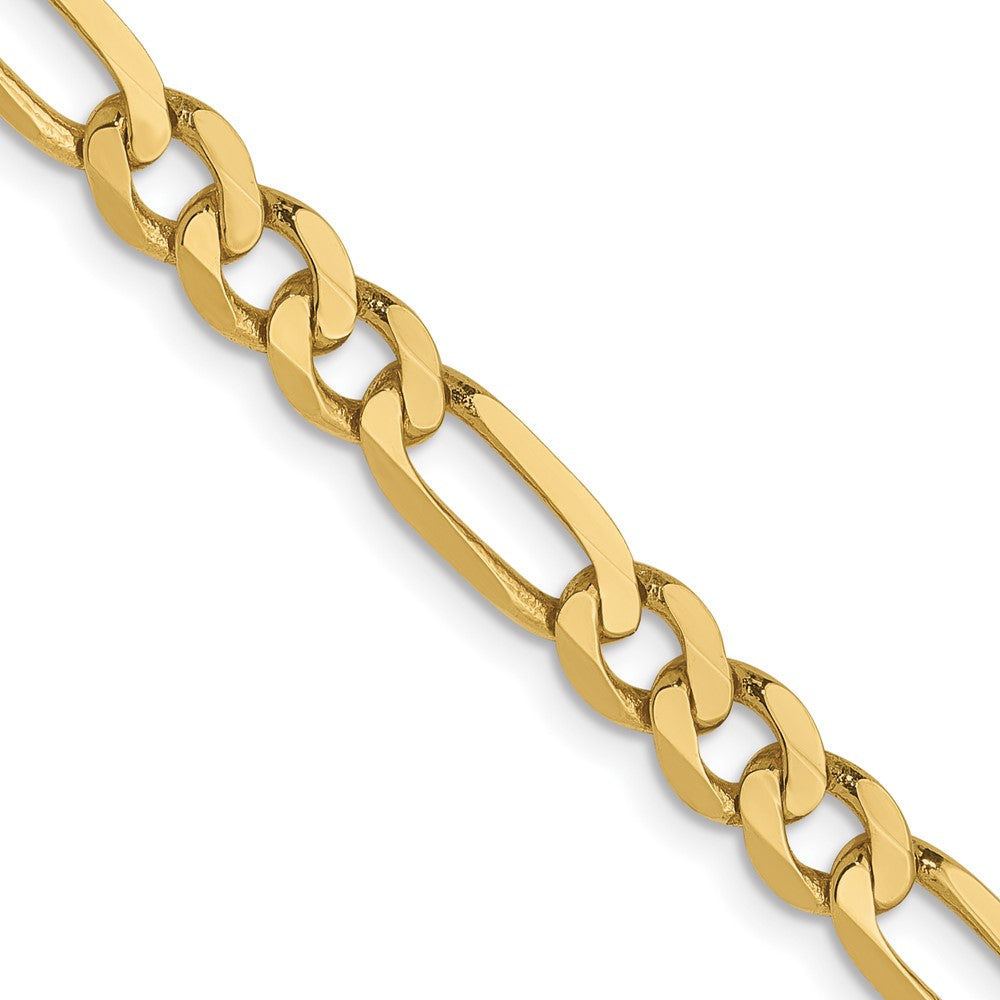 22 Inch 10K Yellow Gold 4.75mm Flat Figaro Chain Necklace