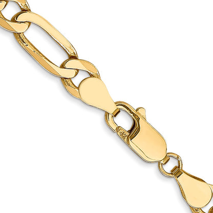 22 Inch 10K Yellow Gold 5.25mm Flat Figaro Chain Necklace