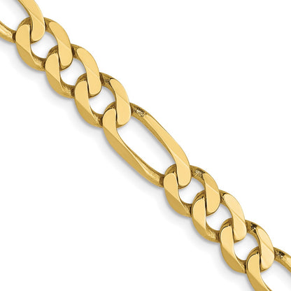 2 Inch 10K Yellow Gold 5.25mm Flat Figaro Chain Necklace