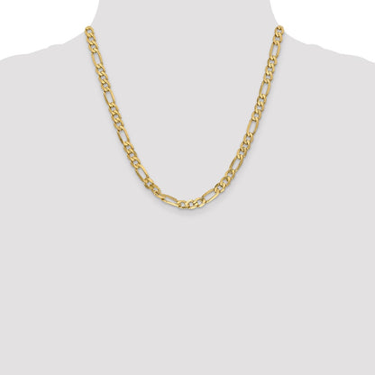 2 Inch 10K Yellow Gold 6.25mm Flat Figaro Chain Necklace