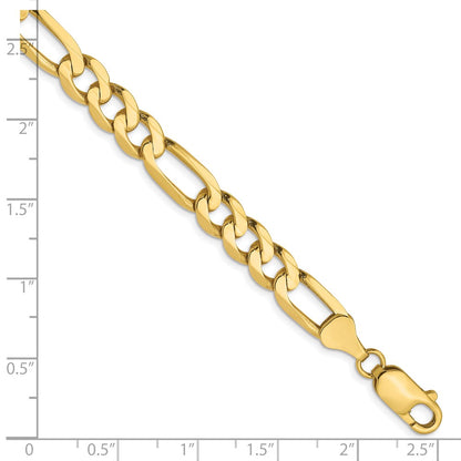8 Inch 10K Yellow Gold 7mm Flat Figaro Chain Bracelet