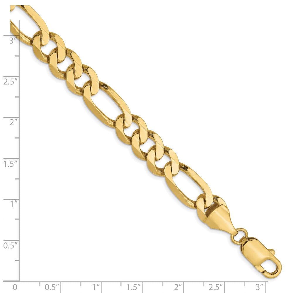 9 Inch 10K Yellow Gold 8.75mm Flat Figaro Chain Bracelet