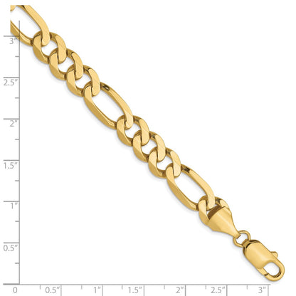 9 Inch 10K Yellow Gold 8.75mm Flat Figaro Chain Bracelet